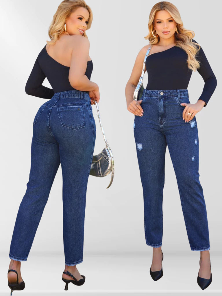 Calça Mom Cintura Alta Modela Corpo 100% Algodão