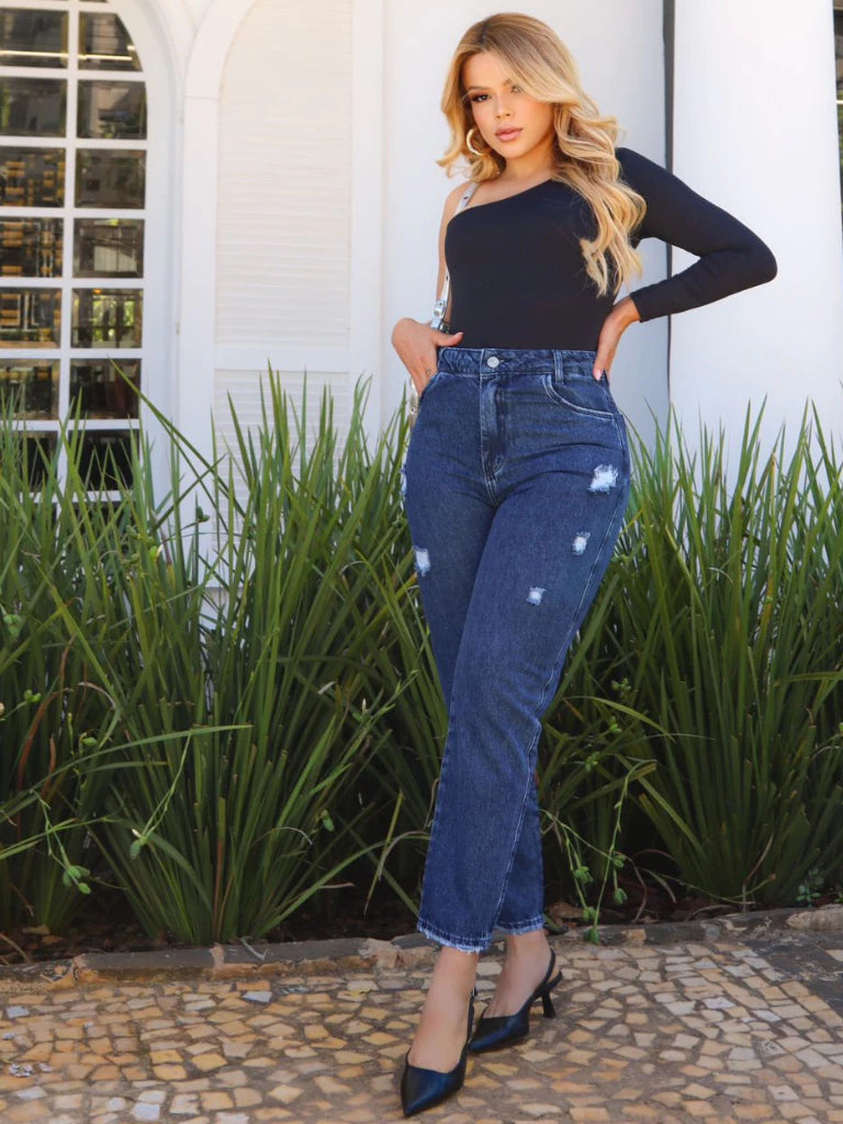 Calça Mom Cintura Alta Modela Corpo 100% Algodão