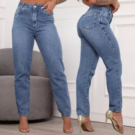 Calça Mom Cintura Alta Modela Corpo 100% Algodão
